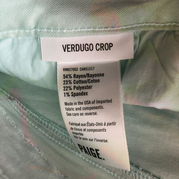 Paige Verdugo Crop Jeans Mint Green Womens Size 28 - Picture 5 of 5